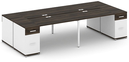Рабочая станция на 4 места с двумя опорными тумбами CN.DRS-430 B/W