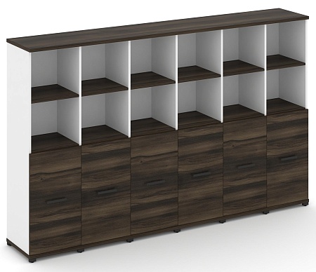 Шкаф шесть узких секций, 4 ниши (6 фасадов ЛДСП, 2 ниши) CN.STU-461 B/W