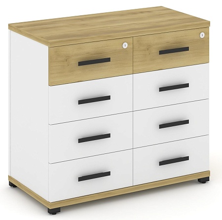 Тумба приставная широкая 8 ящиков CN.TSP-013 B/W