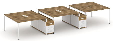 Рабочая станция на 6 мест с двумя двухсторонними опорными тумбами CN.DRS-335 B/W