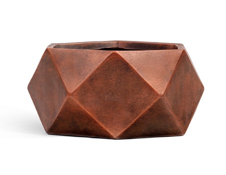 Кашпо TREEZ ERGO Rombo Низкая чаша-многогранник Состаренная медь д-58, в-28 см