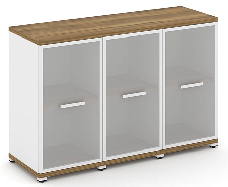 Шкаф три узкие секции, 2 ниши (3 фасада стекло белое матовое в раме, 2 ниши) CN.STU-233 RM B/W