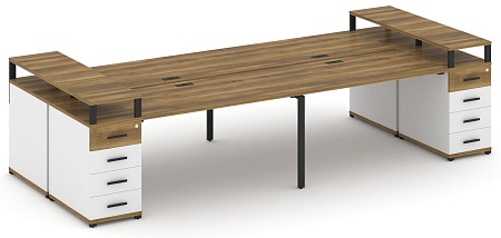 Рабочая станция на 6 мест с шестью опорными тумбами CN.DRS-443 B/W