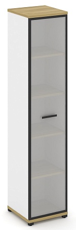 Шкаф одна узкая секция, 5 ниш (фасад стекло белое матовое в раме, на 5 ниш) CN.STU-518 RM B/W