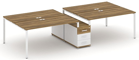 Рабочая станция на 4 места с двухсторонней опорной тумбой CN.DRS-312 B/W