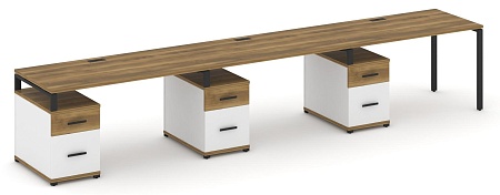 Рабочая станция на 3 места с тремя опорными тумбами CN.ORS-347 B/W