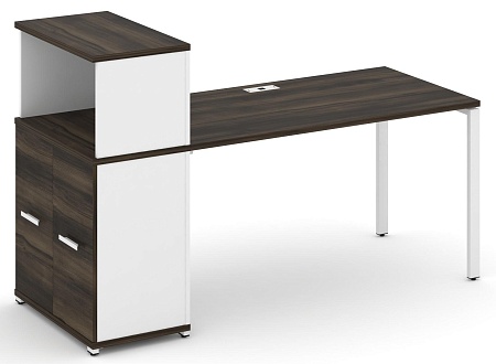 Стол рабочий с опорным распашным шкафом с надставкой низкой CN.SP-227 B/W