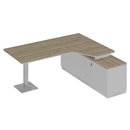 Стол руководителя эргономичный на опорной тумбе правый СИ 116