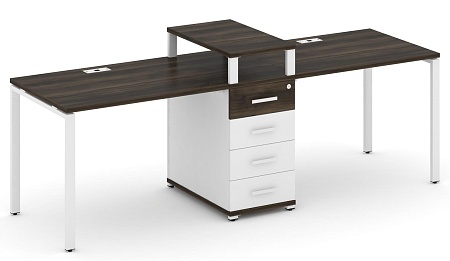 Рабочая станция на 2 места с одной опорной тумбой CN.ORS-417 B/W