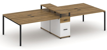 Рабочая станция на 6 мест с четыремя опорными тумбами CN.DRS-440 B/W