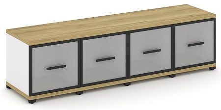 Шкаф пять узких секций, 1 ниша (4 фасада стекло белое матовое в раме, 1 ниша) CN.STU-143 RM B/W