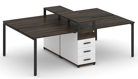 Рабочая станция на 6 мест с четыремя опорными тумбами CN.DRS-433 B/W