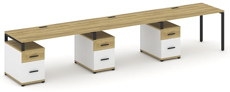 Рабочая станция на 3 места с тремя опорными тумбами CN.ORS-347 B/W