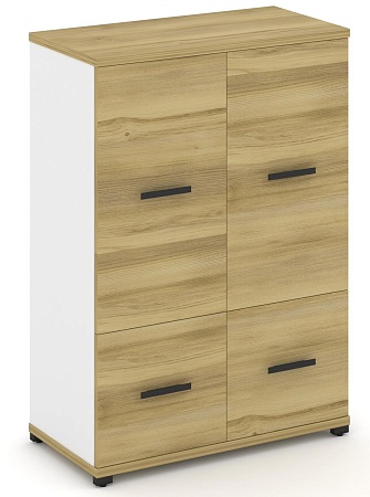 Шкаф две широкие секции, 3 ниши (2 фасада ЛДСП, 1 ниша + 2 фасада ЛДСП, 2 ниши) CN.STS-312 B/W