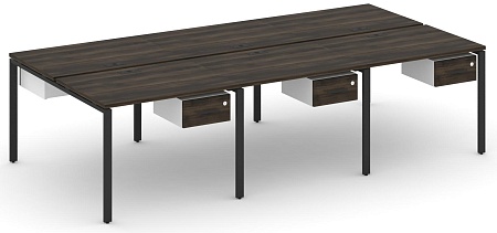 Рабочая станция двухсторонняя с подвесными тумбами на 6 мест CN.DRS-149 B/W