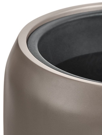 Кашпо TREEZ Effectory Metal Высокий округлый конус Лаковое матовое тёмное серебро в-68 см, д-43 см