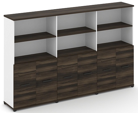 Шкаф три широкие секции, 4 ниши (6 фасадов ЛДСП, 2 ниши) CN.STS-431 B/W