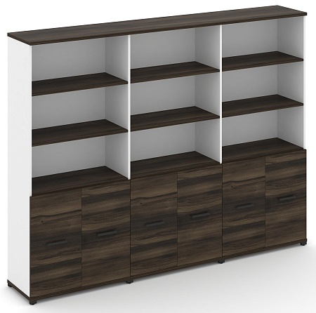 Шкаф три широкие секции, 5 ниш (6 фасадов ЛДСП, 2 ниши) CN.STS-531 B/W