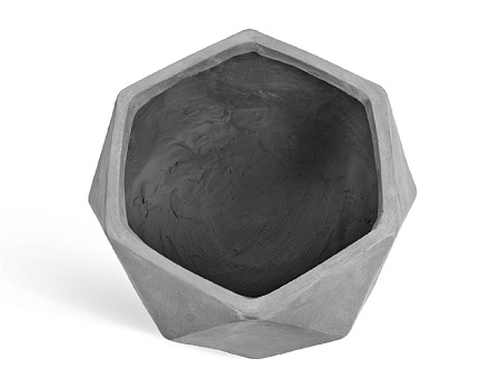 Кашпо TREEZ ERGO Rombo Низкая чаша-многогранник Светло-серый камень д-58, в-28 см