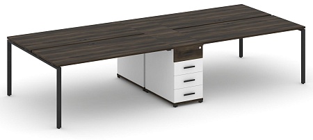 Рабочая станция на 4 места с двумя опорными тумбами CN.DRS-420 B/W