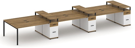 Рабочая станция на 6 мест с шестью опорными тумбами CN.DRS-480 B/W