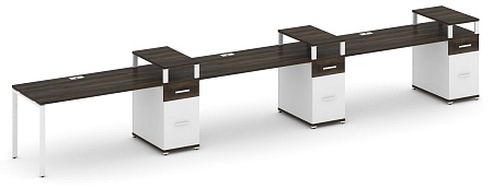 Рабочая станция на 3 места с тремя опорными тумбами CN.ORS-463 B/W