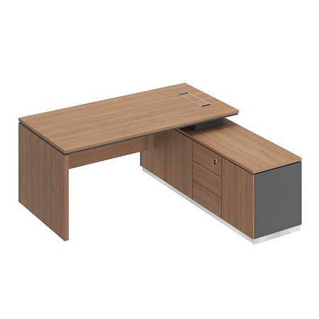 Стол руководителя (опора ДСП) на опорной тумбе правый СИ 107R