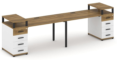 Рабочая станция на 2 места с двумя опорными тумбами CN.ORS-426 B/W