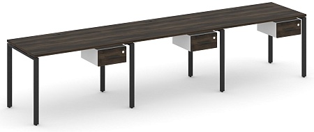 Рабочая станция односторонняя с подвесными тумбами на 3 места CN.ORS-130 B/W