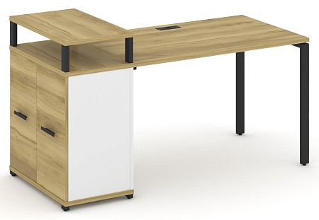 Стол рабочий с опорным распашным шкафом с верхним горизонтом CN.SP-222 B/W