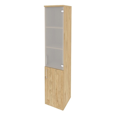 Шкаф высокий узкий правый (1 низкий фасад ЛДСП + 1 средний фасад стекло) O.SU-1.2(R)