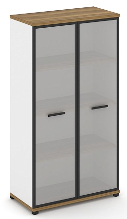 Шкаф две широкие секции, 4 ниши (2 фасада стекло белое матовое в раме, 4 ниши) CN.STS-416 RM B/W