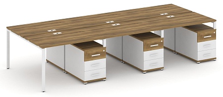 Рабочая станция на 6 мест с тремя двухсторонними опорными тумбами CN.DRS-350 B/W