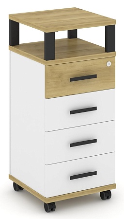 Тумба мобильная  4 ящика. С надставкой. CN.TUM-006 B/W