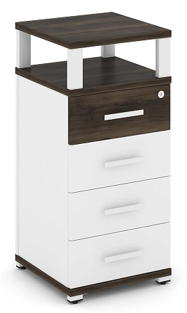 Тумба опорная/приставная  4 ящика. С надставкой. CN.TUO-003 B/W