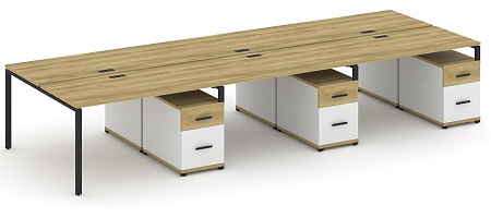 Рабочая станция на 6 мест с тремя двухсторонними опорными тумбами CN.DRS-355 B/W