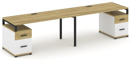 Рабочая станция на 2 места с двумя опорными тумбами CN.ORS-324 B/W