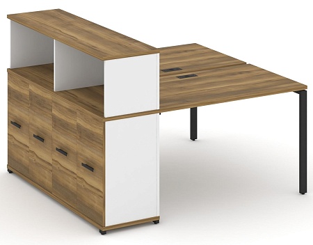 Рабочая станция с опорным распашным шкафом с надставкой низкой CN.DRS-226 B/W