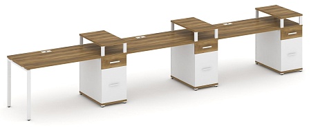 Рабочая станция на 3 места с тремя опорными тумбами CN.ORS-462 B/W