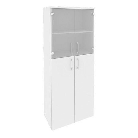 Шкаф высокий широкий (2 средних фасада ЛДСП + 2 низких фасада стекло) O.ST-1.7