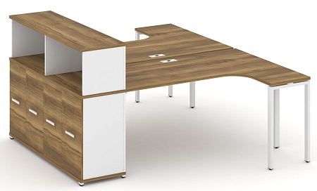 Рабочая станция с опорным распашным шкафом с надставкой низкой CN.DSA-214 B/W