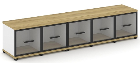 Шкаф пять узких секций, 1 ниша (5 фасадов стекло прозрачное в раме, 1 ниша) CN.STU-153 RP B/W