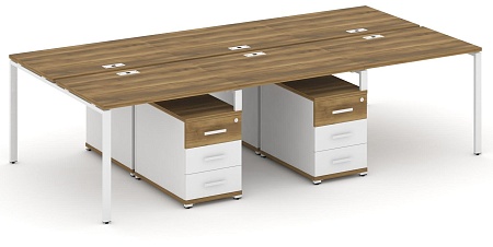 Рабочая станция на 6 мест с двумя двухсторонними опорными тумбами CN.DRS-341 B/W