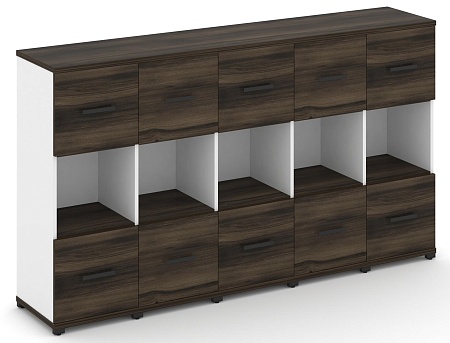 Шкаф пять узких секций, 3 ниши (5 фасадов ЛДСП, 1 ниша + 5 фасадов ЛДСП, 1 ниша) CN.STU-355 B/W