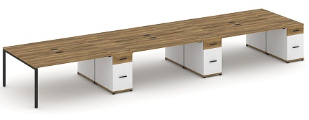 Рабочая станция на 6 мест с четыремя опорными тумбами CN.DRS-464 B/W
