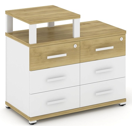 Тумба приставная широкая 6 ящиков. С надставкой узкой. CN.TSP-008 B/W