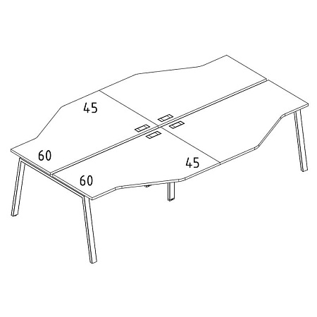 Рабочая станция со столами эргономичными  А4 Б3 188-2 БП