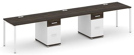 Рабочая станция на 3 места с двумя опорными тумбами CN.ORS-437 B/W