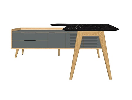 Стол рабочий интегральный с опорной тумбой Rem-209.1L+ Rem-34L