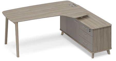 Стол эргономичный с тумбой (тип 4) WOOD правый ТМ В2 122